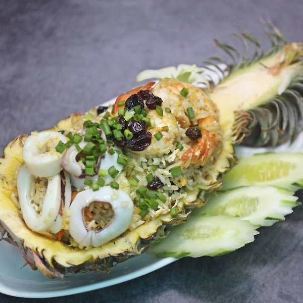Fried Rice in Pineapple with Seafood